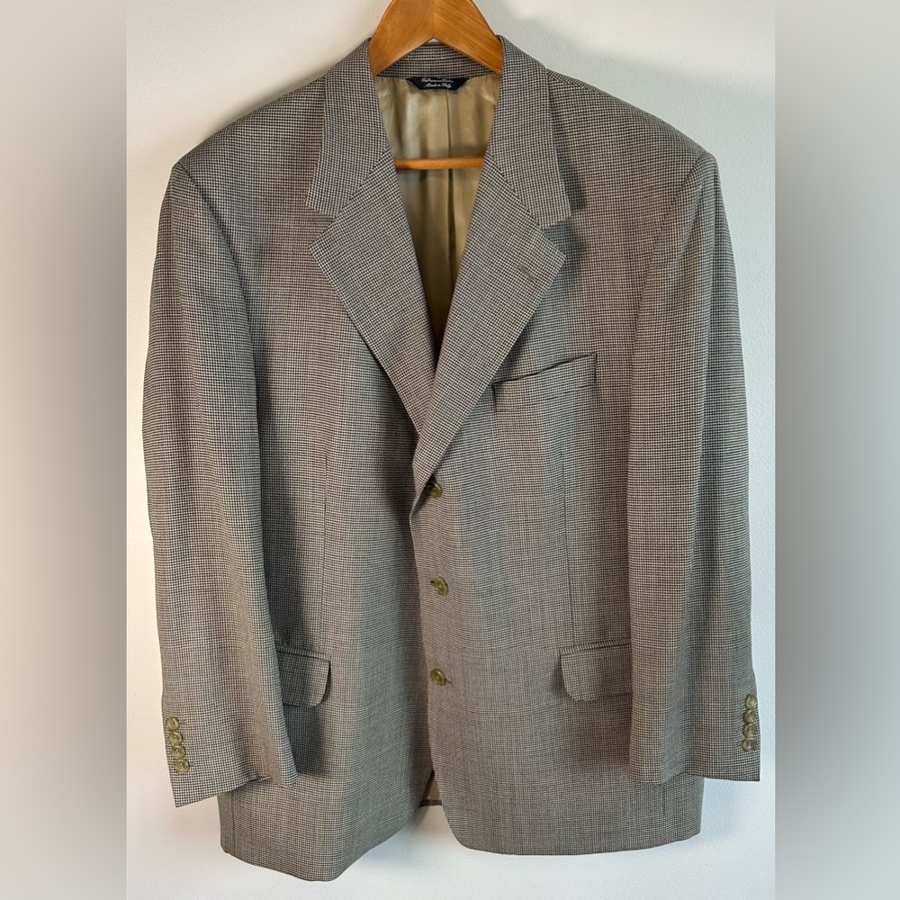 Vito Rufolo Mens Blazer 56 Houndstooth 100% Wool Made in Italy Sport Coat VTG